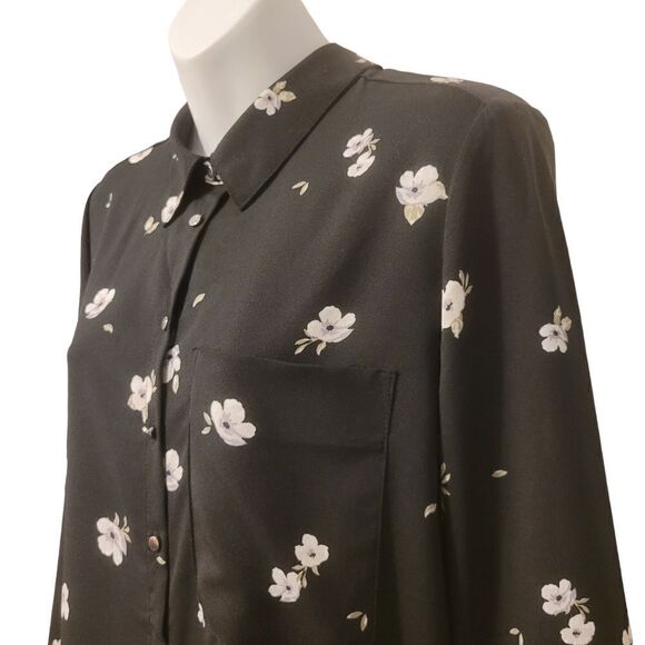 2/$20 Vintage Dynamite black flower button down shirt - Picture 2 of 4